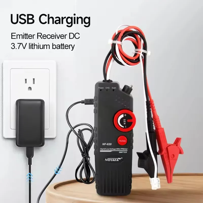 NOYAFA NF-820 تحت الأرض كابل محدد سلك المقتفي شبكة تستر الجهد العالي والمنخفض سلك كابل محدد مع مشبك التمساح #5