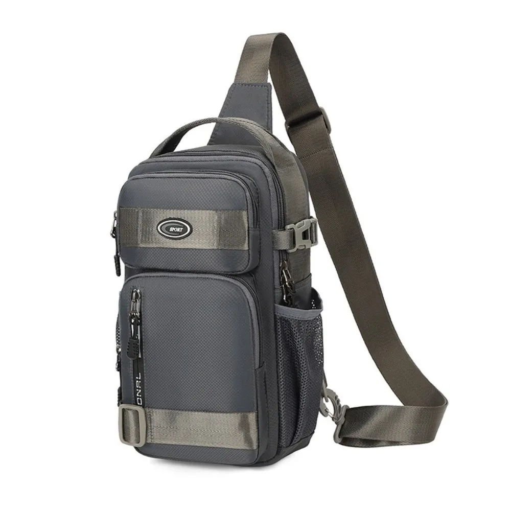

Casual Oxford Cloth Men Chest Bag Large Capacity Solid Color Sports Message Bag Multifunction Zipper Shoulder Crossbody Bag Boys
