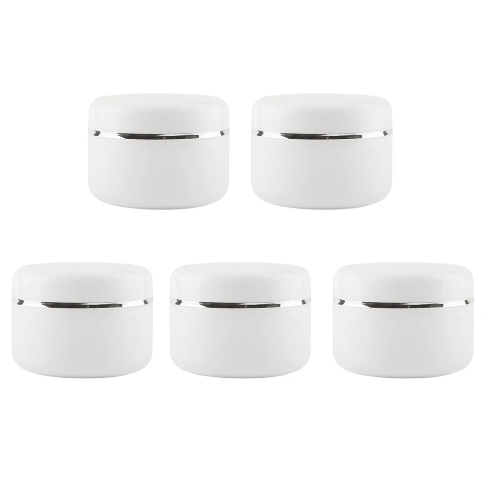 

5pcs 20G Mini Portable Round Empty Cream Bottles For Travel Facial Lotion Makeup Storage Refillable Leakproof Pp Containers