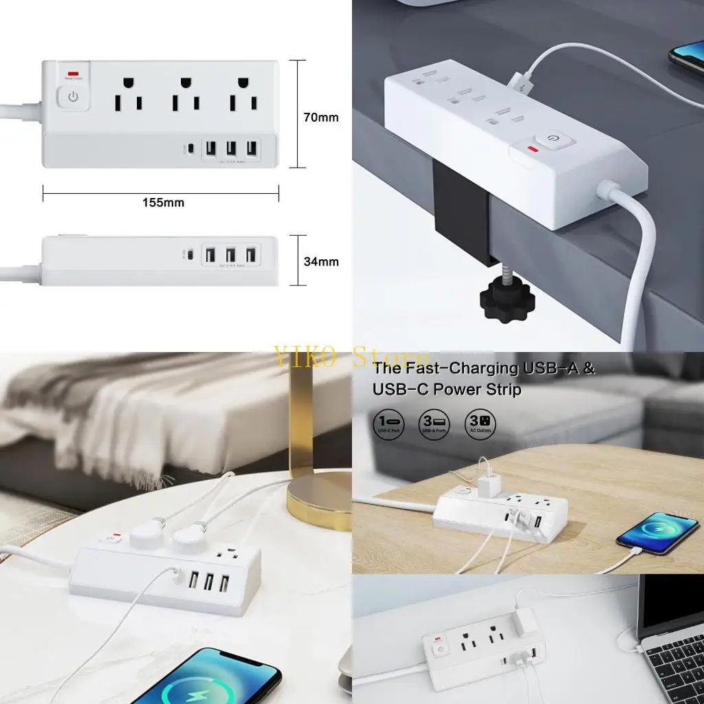 

K32C 7 in 1 Power Socket Surged Protector Flat Plug with 3pcs Widely-space Outlets