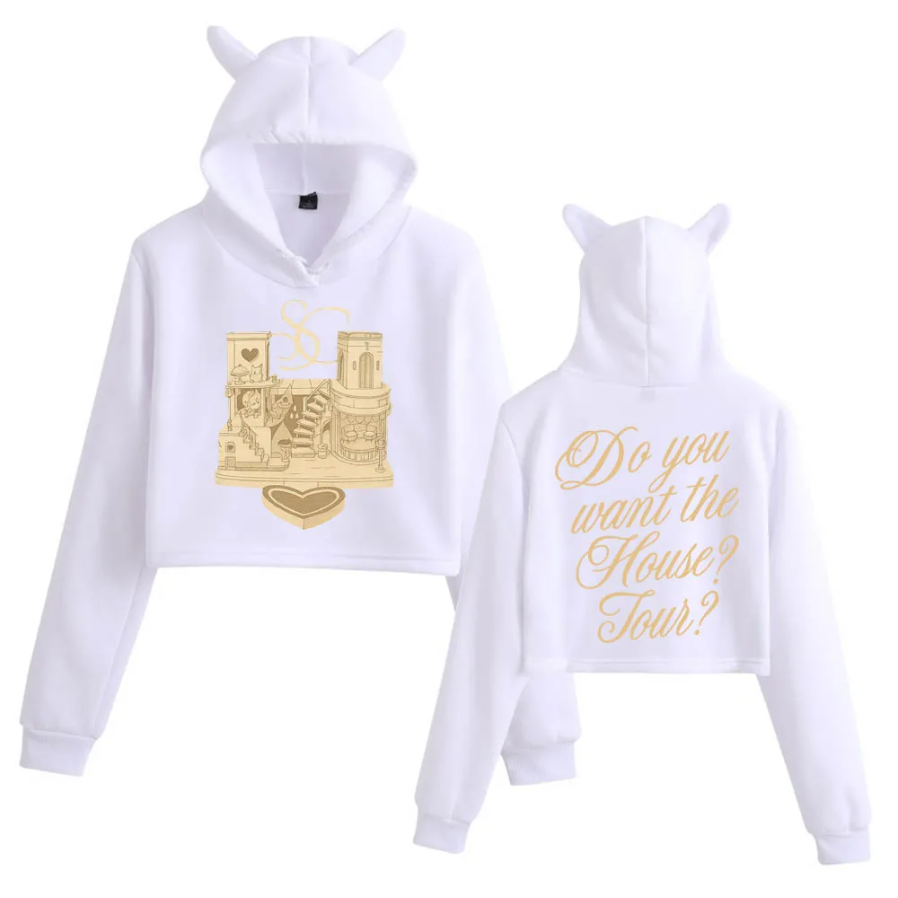 سابرينا كاربنتر هاوس جولة 2025 المحاصيل القمم آذان القط البلوز طويلة الأكمام الفتيات الأزياء هوديي #5