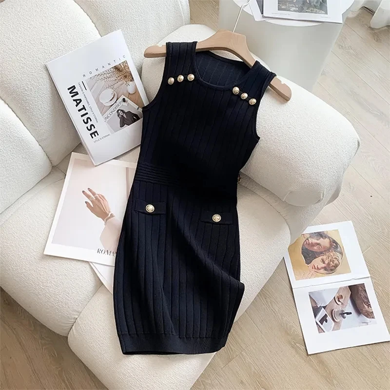 

Women's Summer Slim Fit Sleeveless High Quality Outwear Knitted Dress