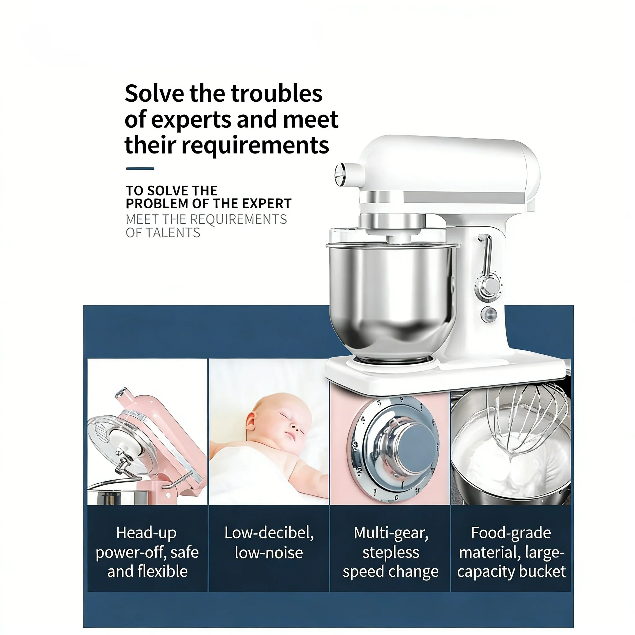 

Commercial Home 7L Chef Machine Multifunctional for Egg Mixing Dough Kneading Cream Whipping Milk Foam Making