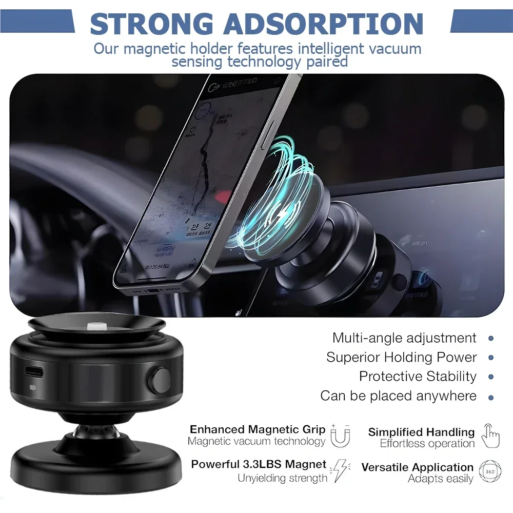 360 ° Drehbarer magnetischer Auto-Vakuum-Handyhalter für Armaturenbrett, GPS-Halterung für MagSafe iPhone 17 16 15 14 13 12 Pro Max Handyhalterung – Detail 4