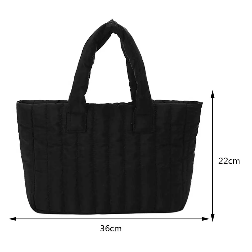 2023 New Pink Ladies Tote Bags Large Capacity Cotton Padded Bag Solid Color Casual Fashion Shoulder Simple Nylon Elegant Bags