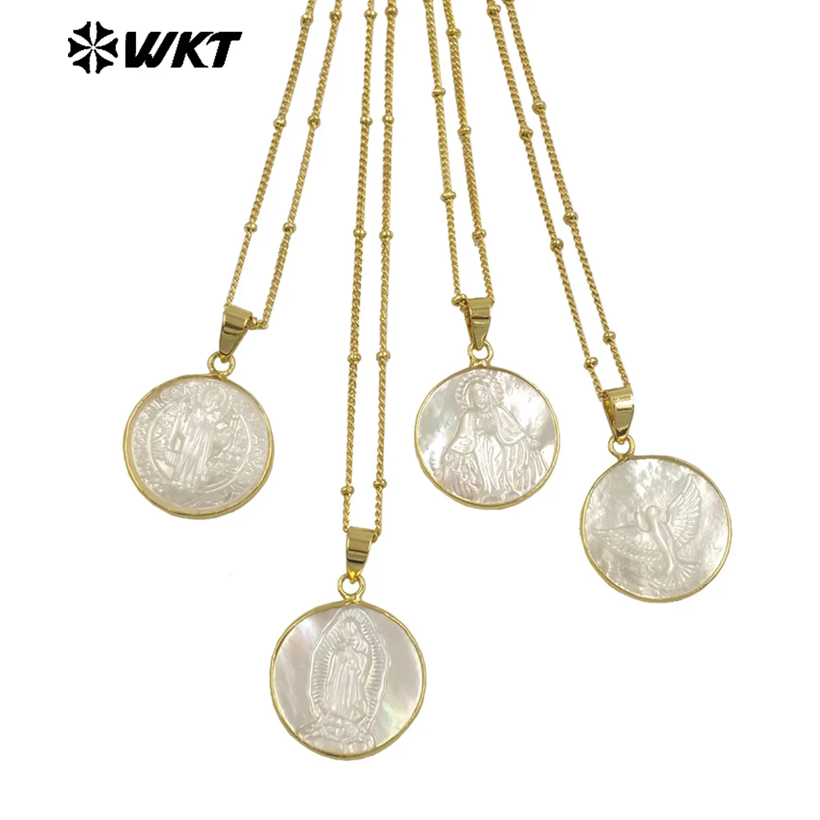 

WT-JN032 Religious Charms Blessed Virgin And Godess Pattern 18k Gold Dipped Pendant 18 Inch Daily Commuter Accessory