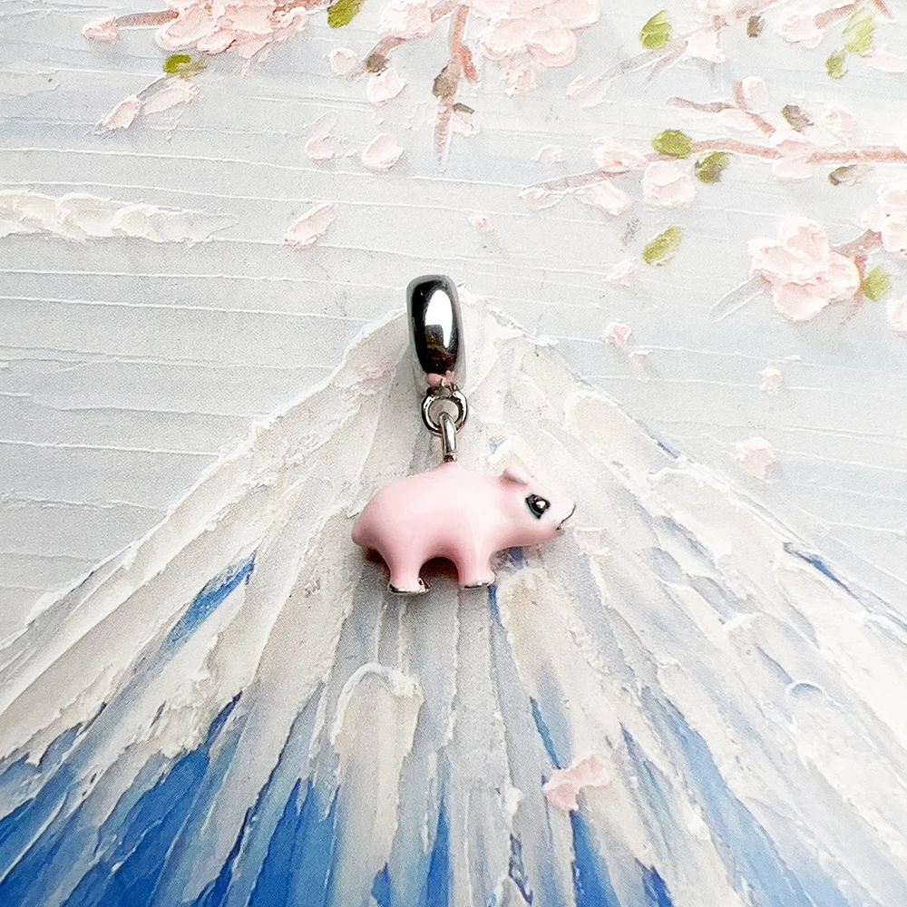 Charm Pendant Pink Pig Women 2024 Summer Brand New Cute 925 Sterling Silver Animal Gift