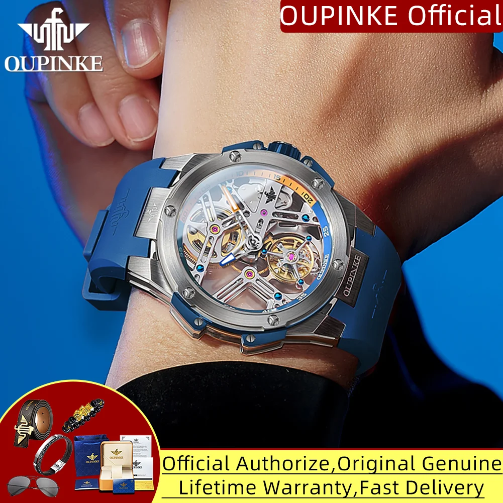 

OUPINKE 8003, настоящие часы с турбийоном, автоматические механические часы для мужчин, полые скелетонизированные прозрачные роскошные наручные часы высокого класса