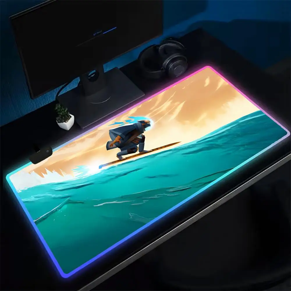 Sword of the sea Mouse Pad Anime Gaming Mouse Pad LED Table Pads Backlit Rubber Desktop XXL RGB Desk Mats