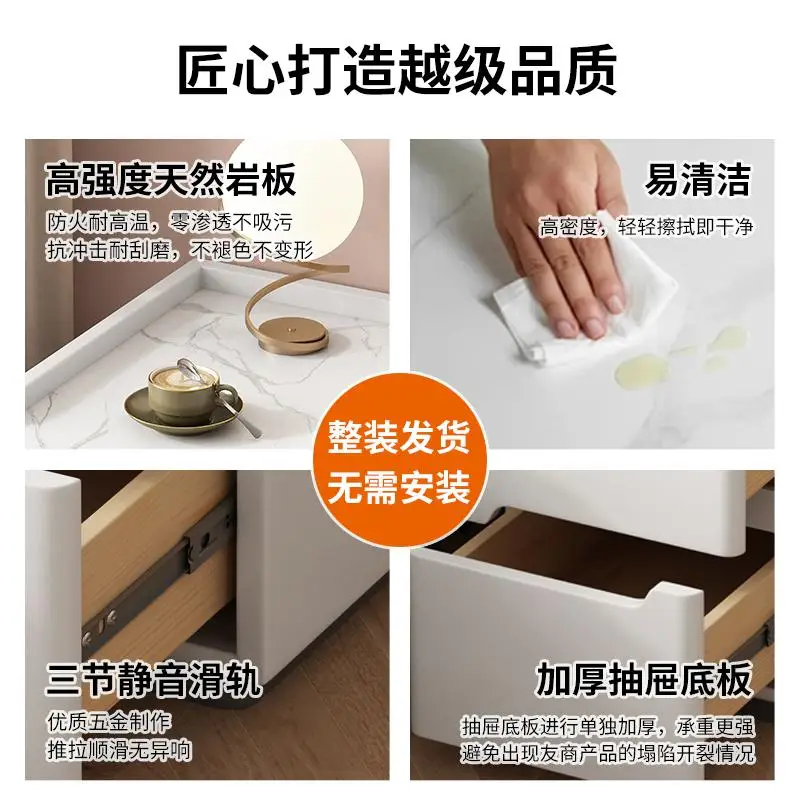 جميع غرف النوم الصغيرة المصنوعة من الخشب الصلب، تركيب مجاني، طاولة بجانب السرير، غرفة النوم، خزانة بجانب السرير بسيطة وحديثة وضيقة للغاية