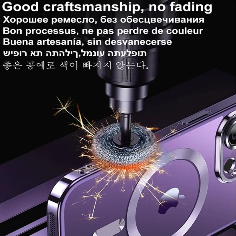 Luxury Plating For Magsafe Magnetic Case For iPhone 17 16 15 14 13 12 11 Pro Max Plus Wireless Charge Cover With Lens Protector - náhled 5