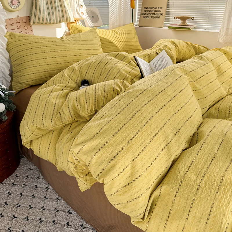 

2026 New Style Super Soft Cotton-like Double-layer Yarn Single Quilt Cover Printed Stripe 180x220 200x230 Duvet Cover