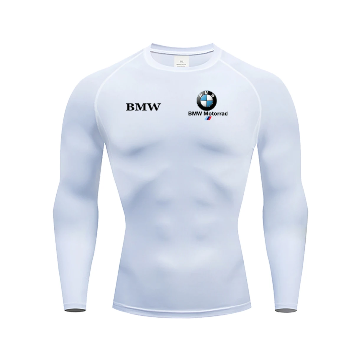 Heren Workout Compressie Y2K BMW Gedrukt Gym T-shirt met lange mouwen Ademend Hardlopen Sneldrogend Sport Rash Beschermend trainingspak