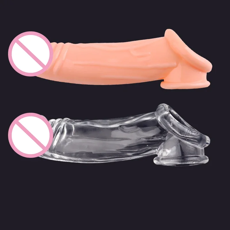 3 Colors Penis Sheath Extender Sleeve Enlarger Stretch Enhancer Delay Ejaculation Sex Toys For Men Reusable Condom Cock Ring