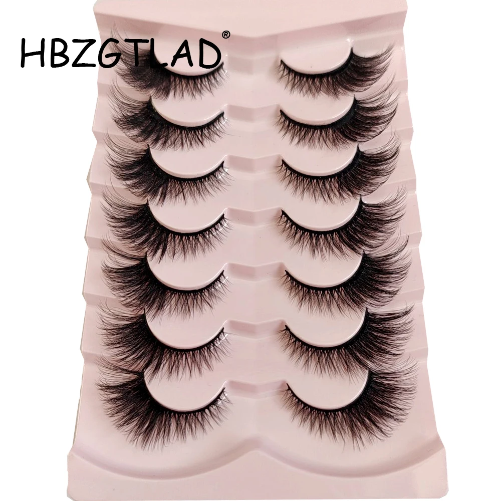 Cat Eye Lashes 7 Pairs Natural Fluffy Messy False Eyelashes Dramatic Tapered Foxy Faux Mink Lashes Wholesale Faux Cils Makeup