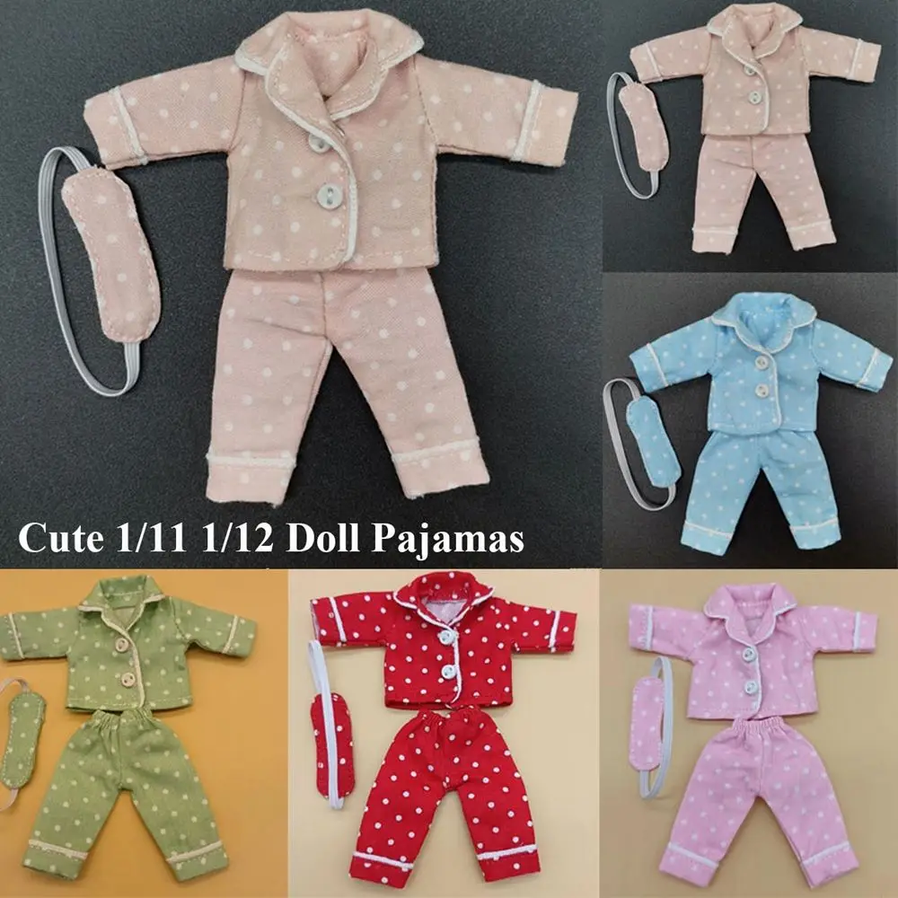 2024 New Doll Pajamas for OB11 Obitsu 11 Doll Accessories 1/11 1/12 Doll Clothes Sleep Clothes for 1/12BJD Doll Cute Clothes