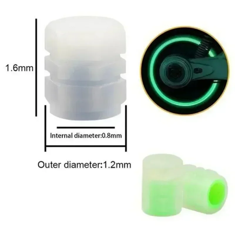 100-1pcs Luminous Car Tire Valve Cap Motorcycle Bike Wheel Nozzle Dustproof Tyre Valve Stem Caps Fluorescent Night Glowing Decor