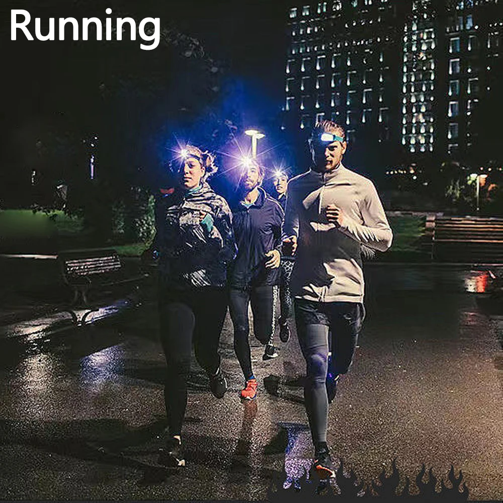 Super bright 4Led Headlamp USB Rechargeable Headlight Long-range Head Torch Red Light Outdoor Riding Flashlight Built-in battery