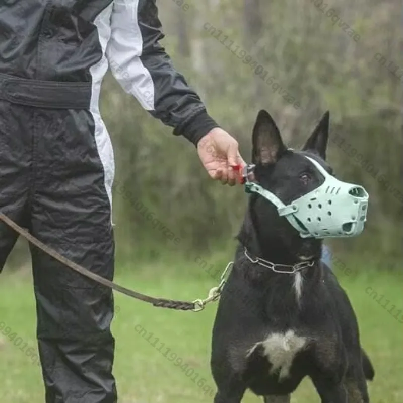 Durable Leather Anti-bite Cover with Adjustable Large Dog Muzzle