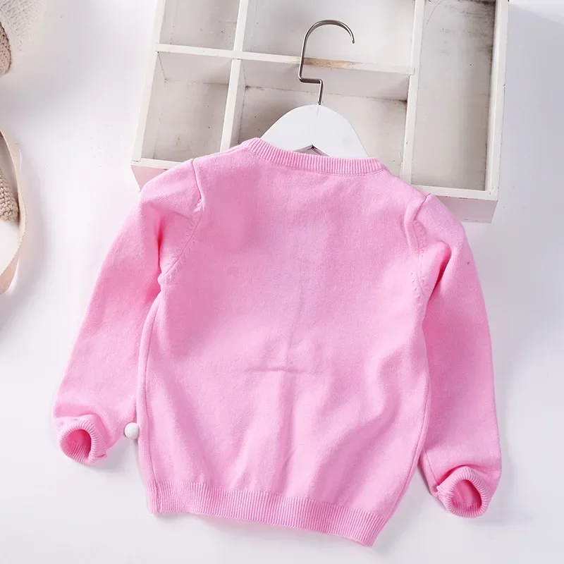 Girls Cardigan Sweater Autumn 2024 O-Neck Infants Children Cotton Knitwear Cartoon Rabbit Baby Kids Coat Toddler Clothes 2-7y