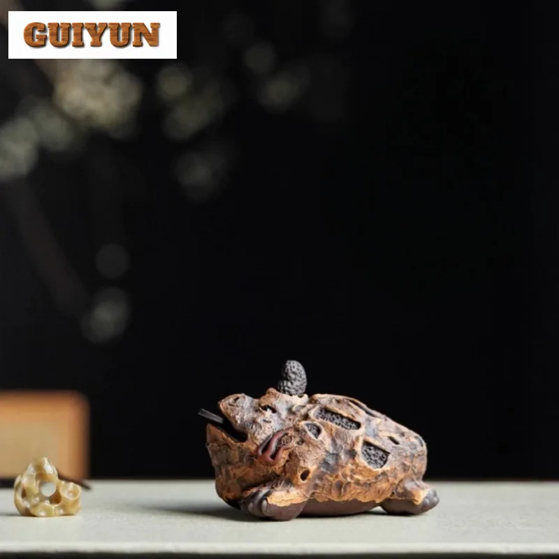

Yixing Purple Clay Bark Golden Toad Tea Pet Creative Tea Games Tea Figurine Play Toys Tea Statue Ornaments Tea Items Collection