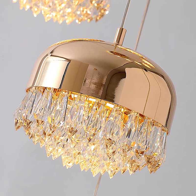 โคมไฟระย้าคริสตัลหรูหราระบายน้ำได้ - โคมไฟเพดานขนาดใหญ่พร้อมความมันวาวแบบปริซึมอันงดงาม ไฟภายในบ้าน