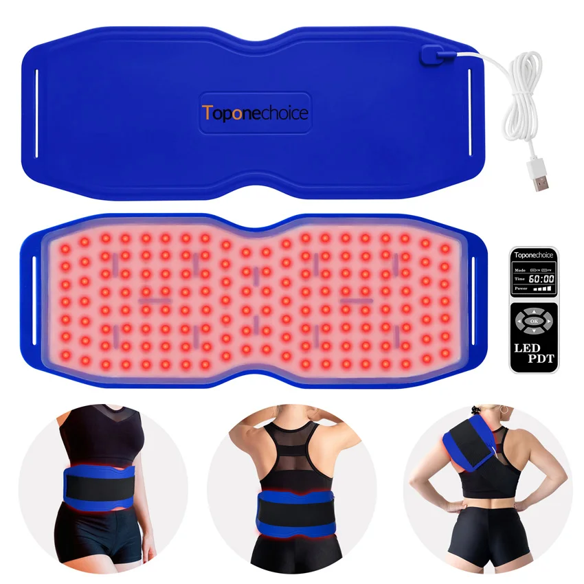 

Silicone Red＆Infrared Light Therapy Belt 660nm 850nm 940nm Back Pain Relief Burn Fat Wrap Slimming Machine Waist Heat Pad