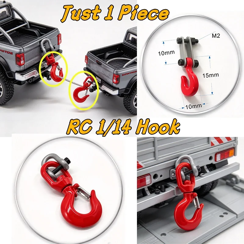 RC 1/14 Rotating Hook Heavy Duty Alloy Steel Lifting Eye for Tamiya Hydraulic Excavator Loader Truck Tripper DIY Parts