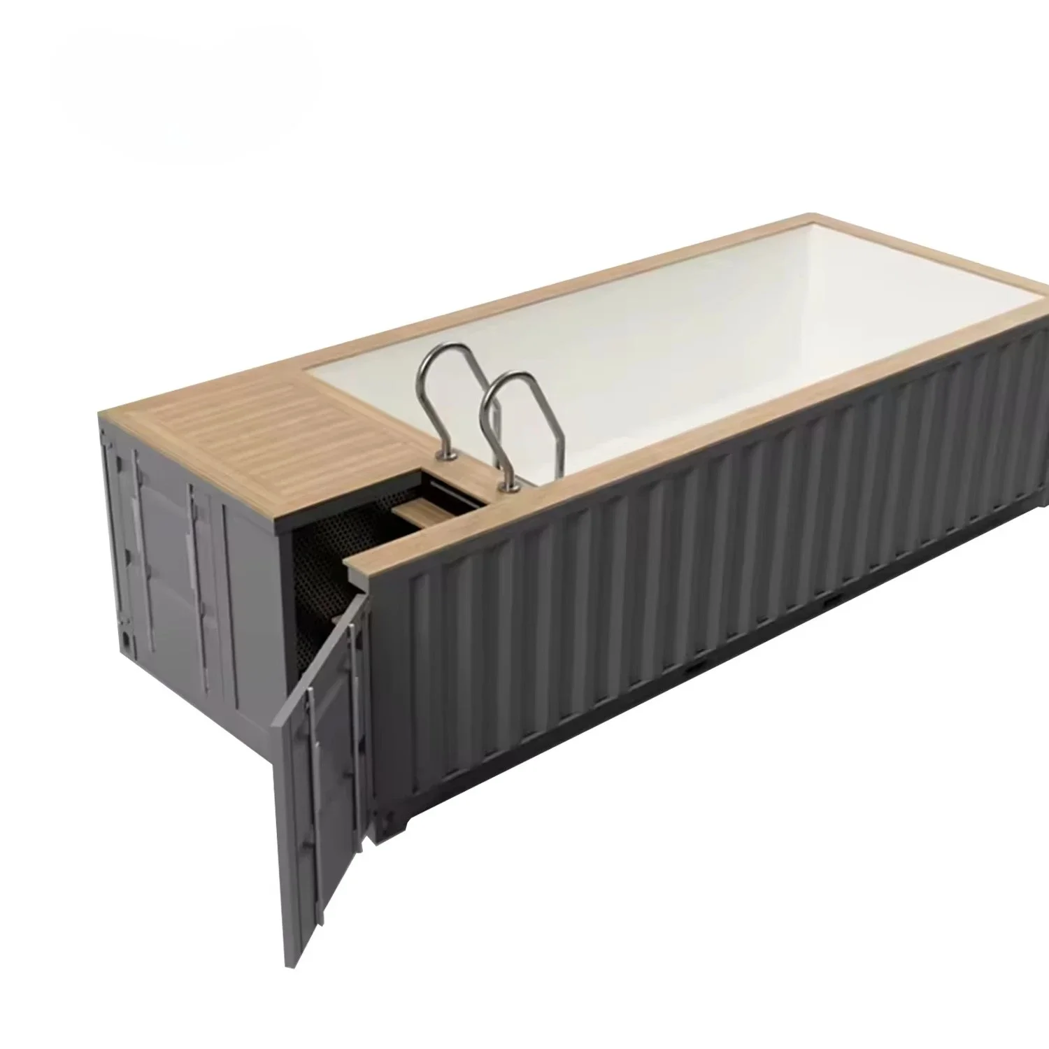 プラグアンドプレイ20フィートコンテナスパプール、ポンプとライトが事前に取り付け済み、すぐに楽しめます。