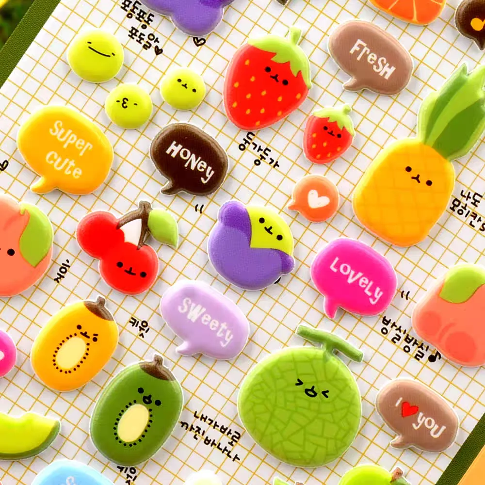 Korean Import Suatelier Fruit Food Puffy 3D Stickers Scrapbooking Diy Diary Stationery Stickers School Supplies