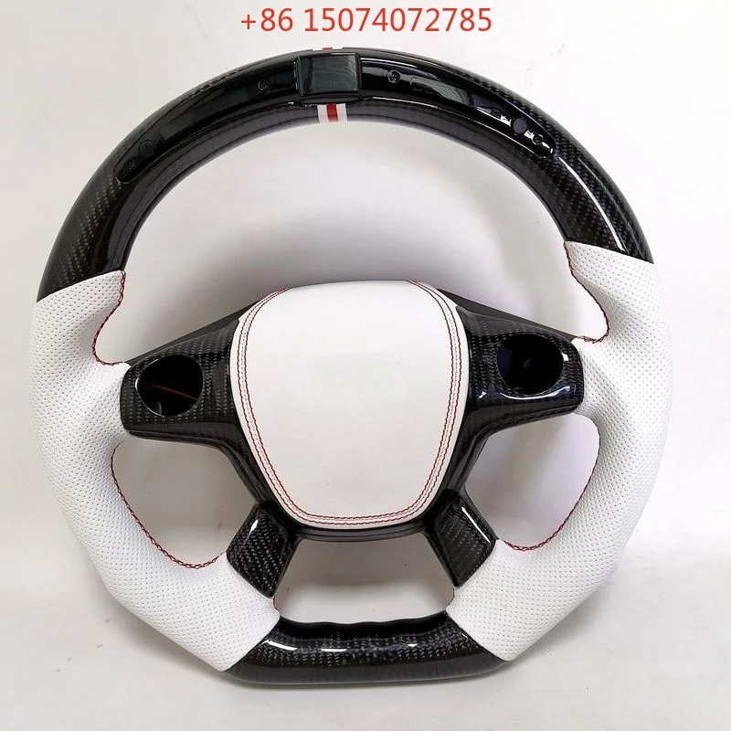 New Focus Custom Racing-Style Real Carbon Fiber LED Steering Wheel with 35mm Grip Diameter 3-Year Warranty for Car Modification