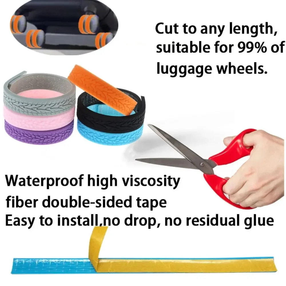 4 قطعة عجلات الأمتعة التخميد حامي تقليل عجلة ارتداء الضوضاء عجلات غطاء حماية السفر الأمتعة المذرة الأحذية #6