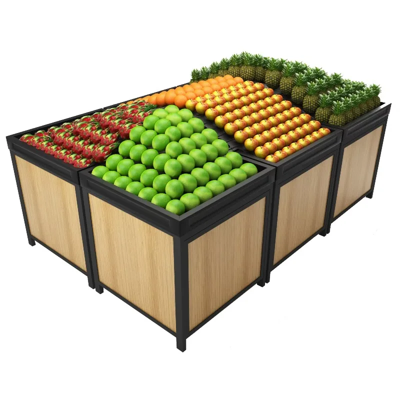 

Supermarket Shelves Wooden Fruit Shelves Display Shelves and Furniture Retail Stores with Stepped Riser Equipment