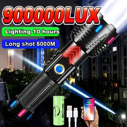 New Super Bright 800W White Laser Flashlight Rechargeable 5000M Torch Waterproof Outdoor Work Light Camping Lantern