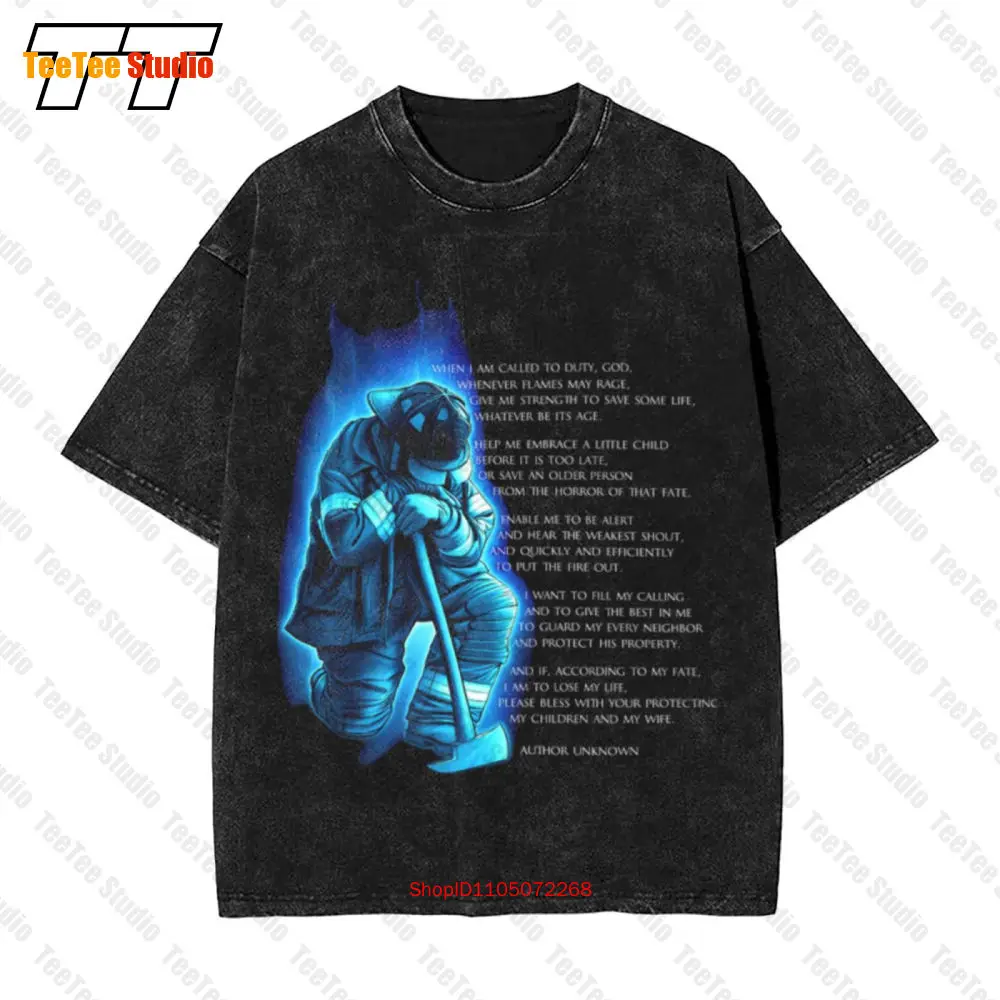 T-Shirt surdimensionné Vintage pour pompier, poème de pompier, service d'incendie, taille d'honneur, grand QAXI