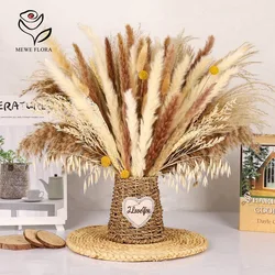 80pcs Natural Pampas Grass set di canne di grano Bouquet di fiori secchi Fluffy Bunny Tail Plants for Home Party Wedding Boho Decoration