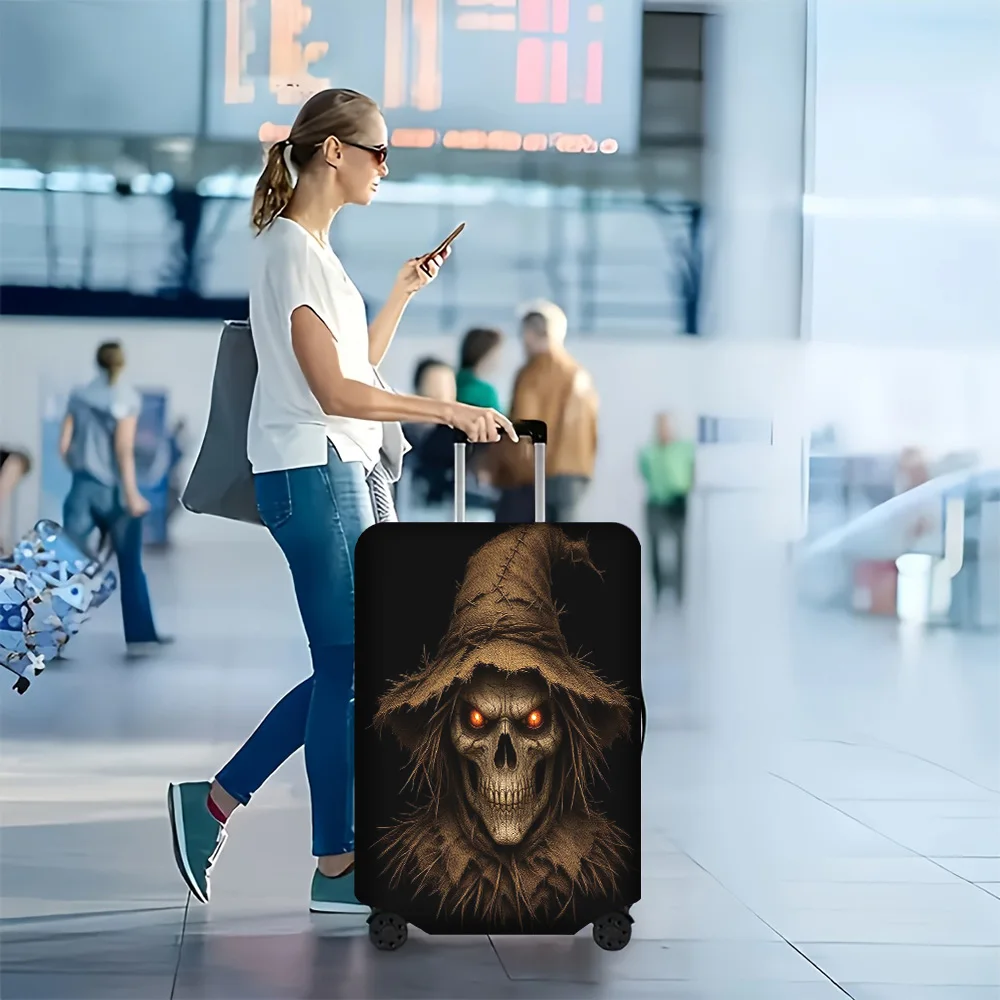 1pc Awesome Scarecrow Print Luggage Cover. Fits suitcases from 18 to 32 inches; effectively protects your luggage