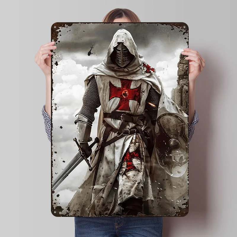 ملصق معدني من Templer Knight علامات معدنية لتزيين جدران ديكورات غرفة النوم علامة قصدير مخصصة لتزيين المنزل وديكور المكتب