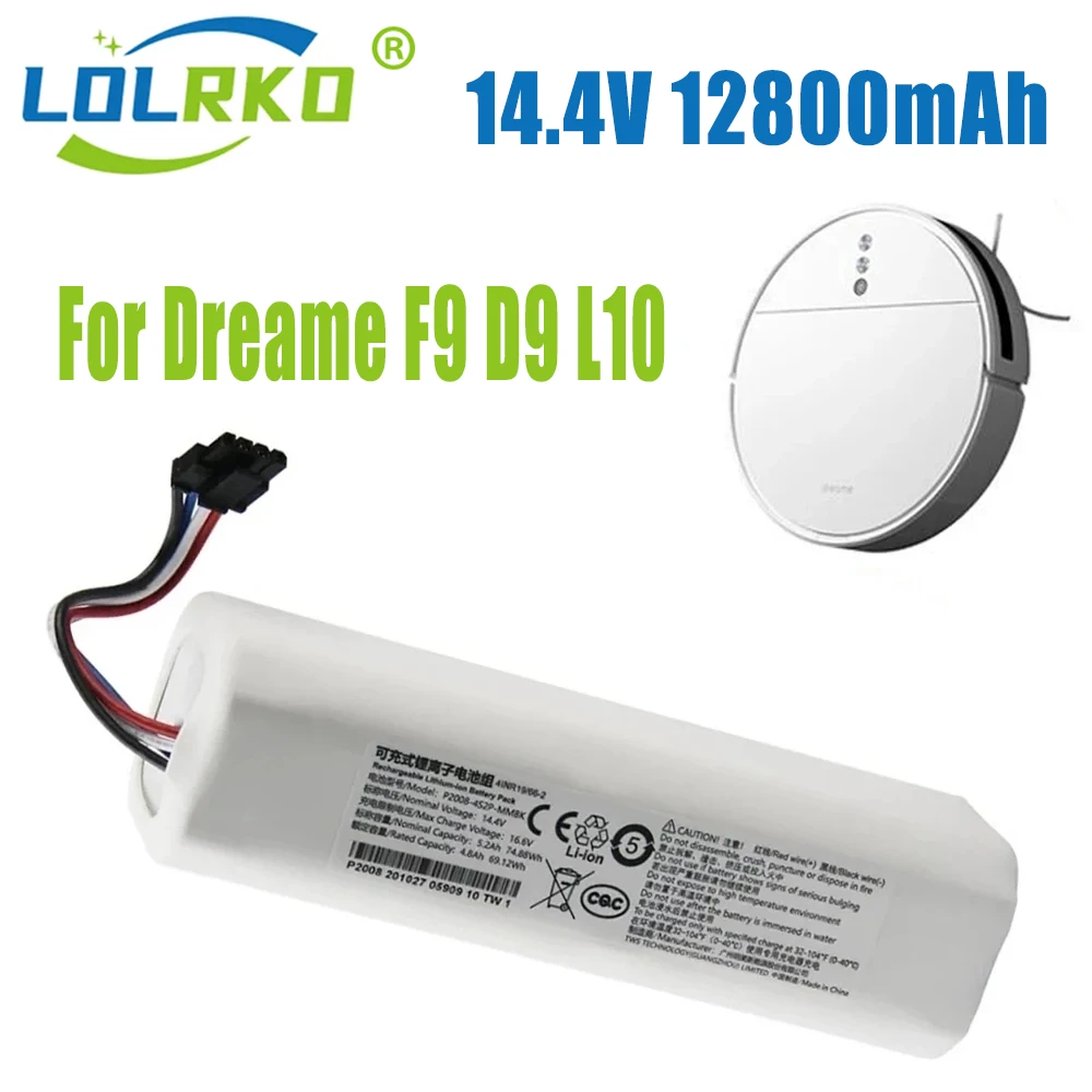 Original 14.4V 12800mAh Robotic Vacuum Cleaner Replacement Battery For Dreame F9 D9 L10 Pro Plus RLS3 RLS5 RLS5L RLS5D Part