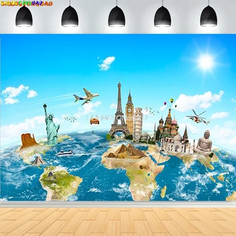 السفر حول العالم متصل خلفيات للتصوير الفوتوغرافي FWorld amous معالم عيد ميلاد الطفل صورة خلفية HQ-03