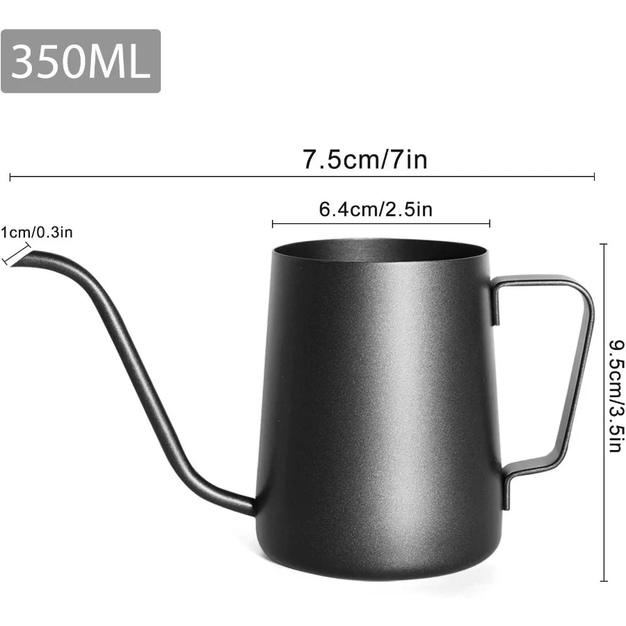 Pour Over Kettle with Gooseneck Long Narrow Drip Spout for Precision Coffee Brewing and Tea Infusion 12 Oz 350ML Black CeramicL