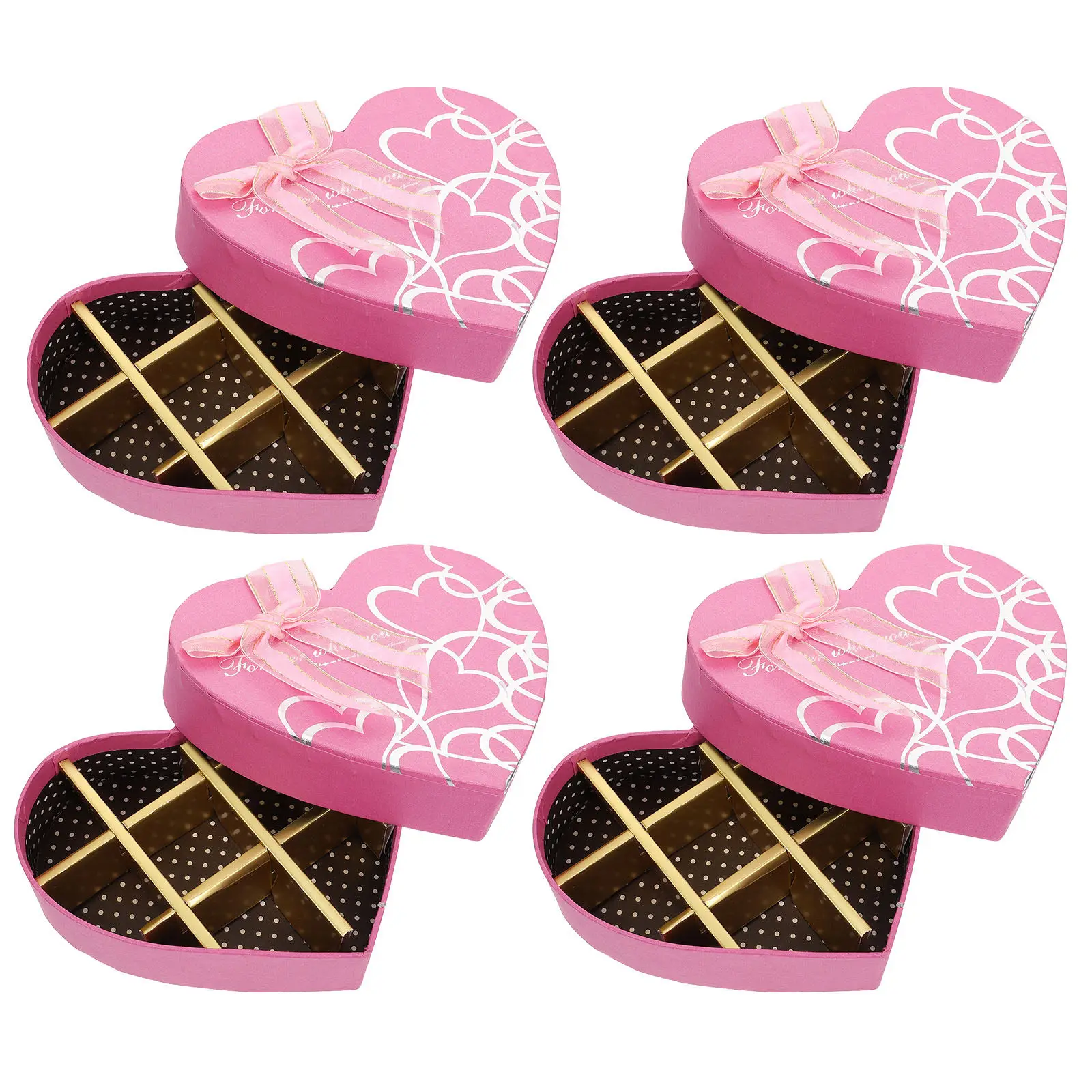 4Pcs Heart Shape Storage Box Paper Creative Gift Container Romantic Love Theme Chocolate Candy Present Case