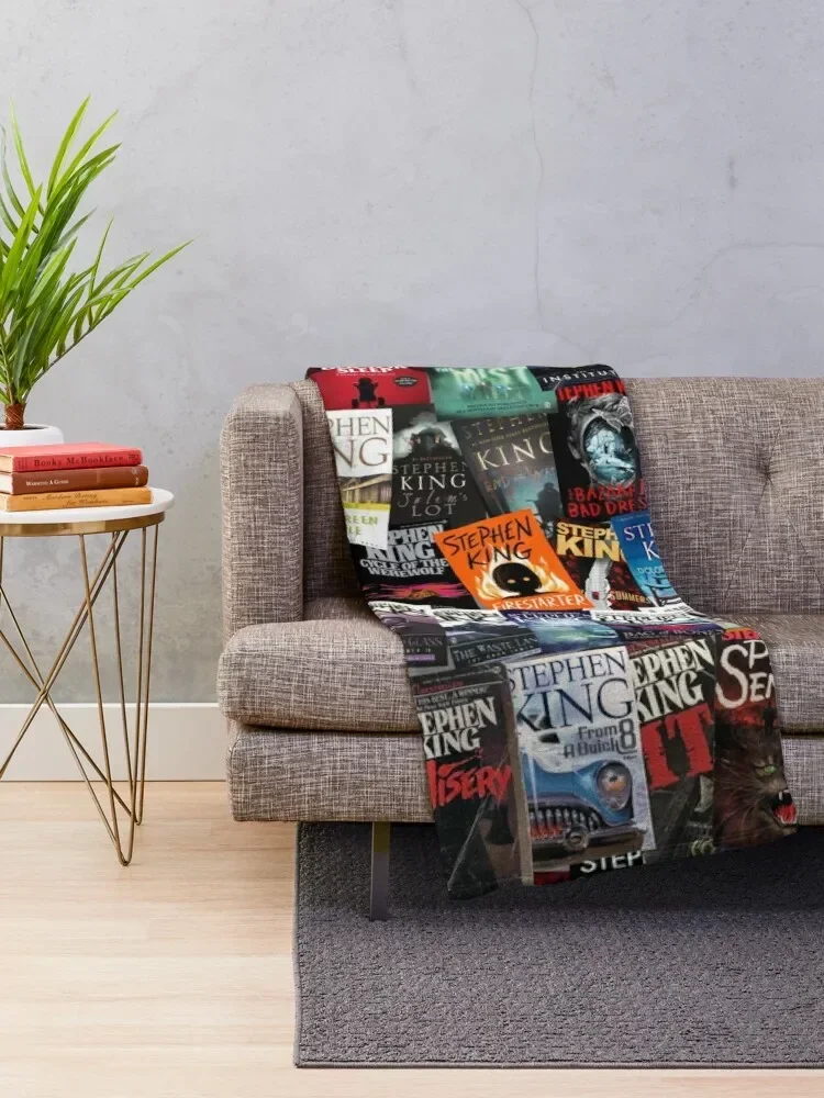 Stephen King Book Covers, Horror Bookworm Throw Blanket valentine gift ideas manga Baby For Baby Blankets