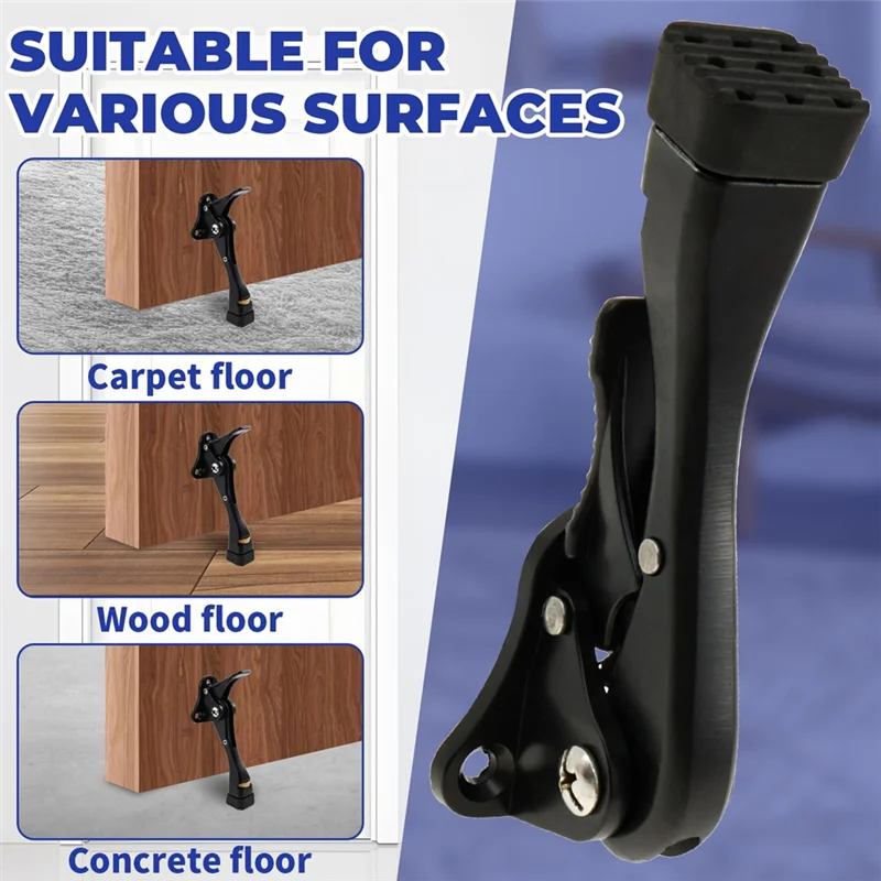 AS63-4Pcs Kickdown Door Stoppers 4 Inch One s Adjustable Height Door Stop For The Bottom Of Door, Door Stoppers