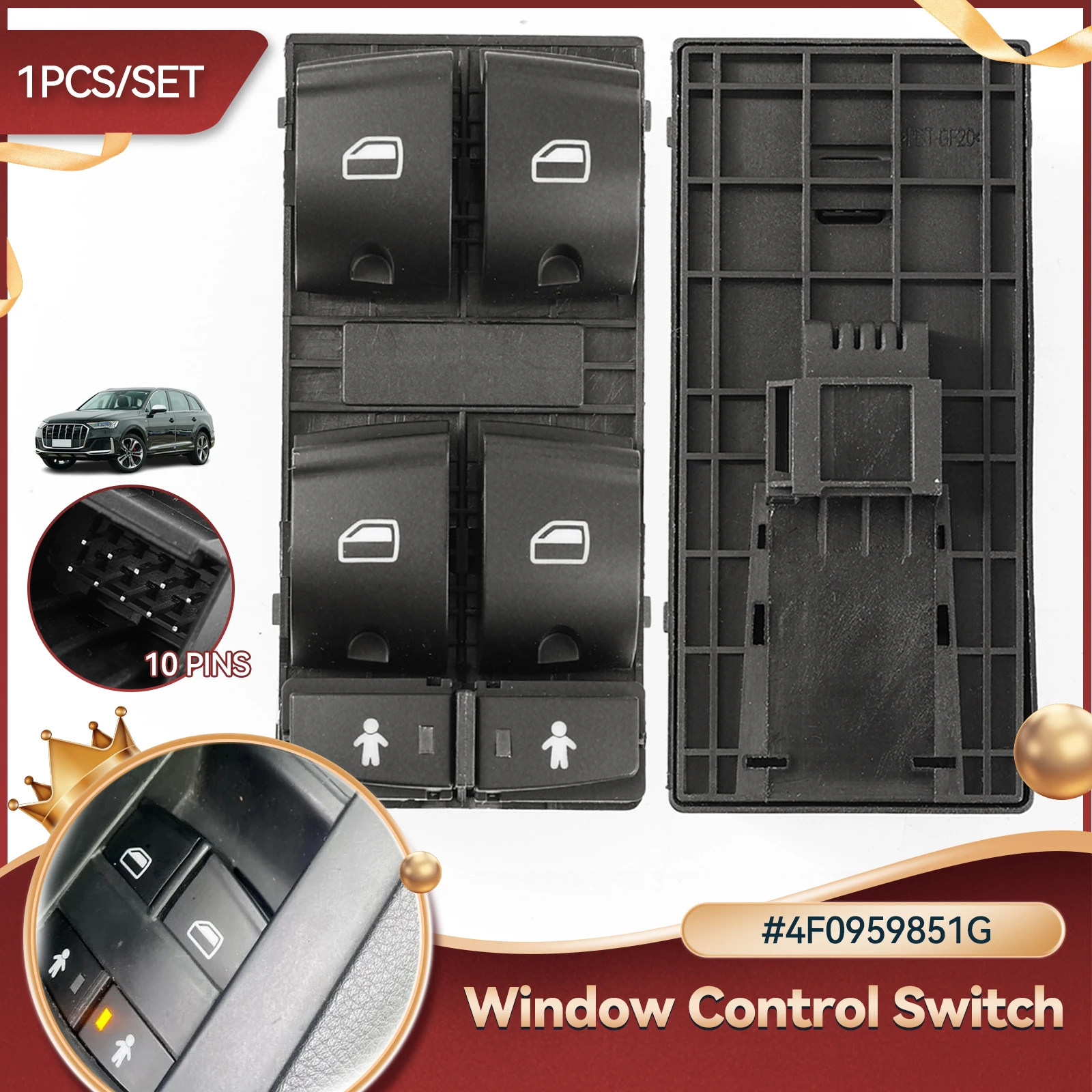 

Для Audi Q7 2007-2015 A6 2005-2011 передний левый электрический стеклоподъемник переключатель регулятора кнопки автомобильные аксессуары 4F0959851G