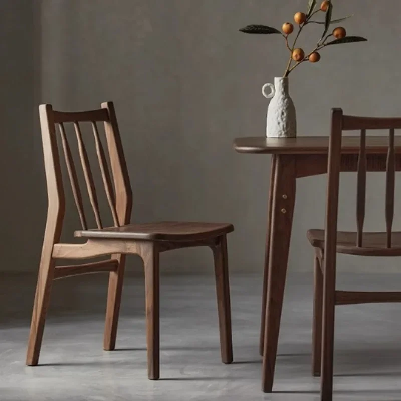 Nogal negro, silla de comedor con respaldo, comedor totalmente de madera maciza, muebles, apartamento pequeño