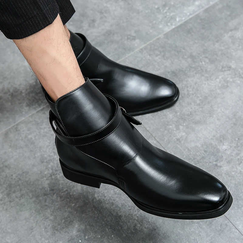 

Fashion Pointed Chelsea Boots Men Soft Leather Ankle Boots British Style Luxury Elegant Men's Boots Classic Motorcycle Boots