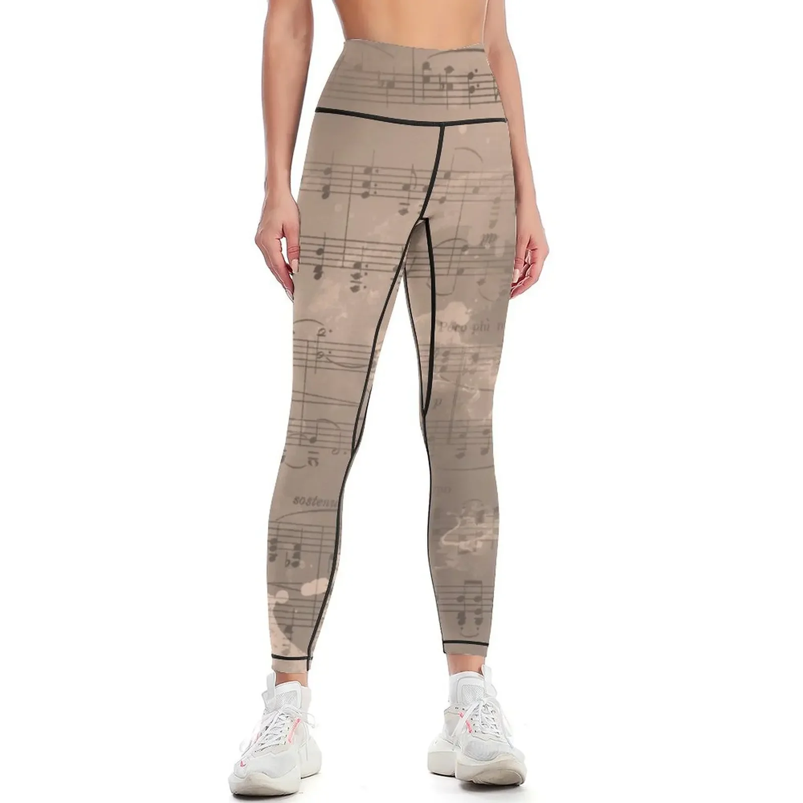 

Sheet Music - Mixed Media Partiture #2 Leggings Fitness's gym clothes sport legging gym pants Womens Leggings