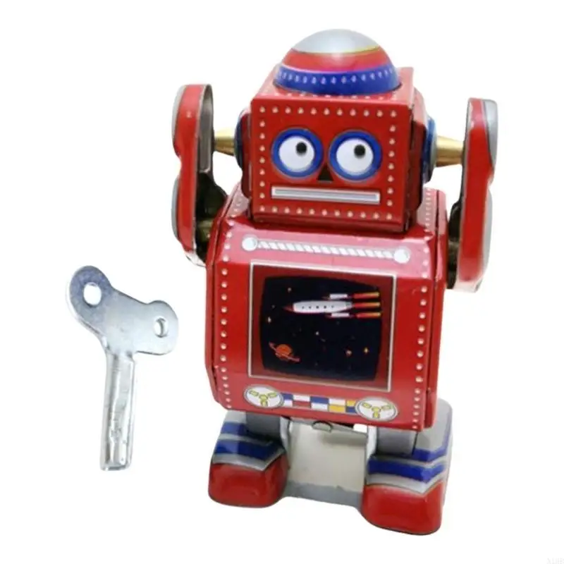N1HB Windup Toy Iron Tin Robot Faturine Thorevworks Workwork