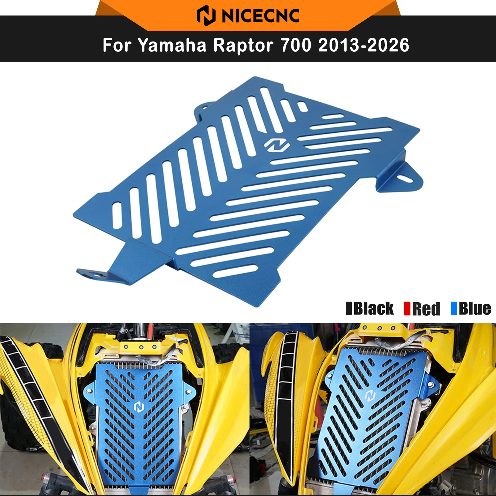 

NICECNC For YAMAHA RAPTOR 700 ATV Radiator Grille Cover Guard For Raptor 700R YFM700 YFM700R 2013-2023 RAD0152BK Quad Protector